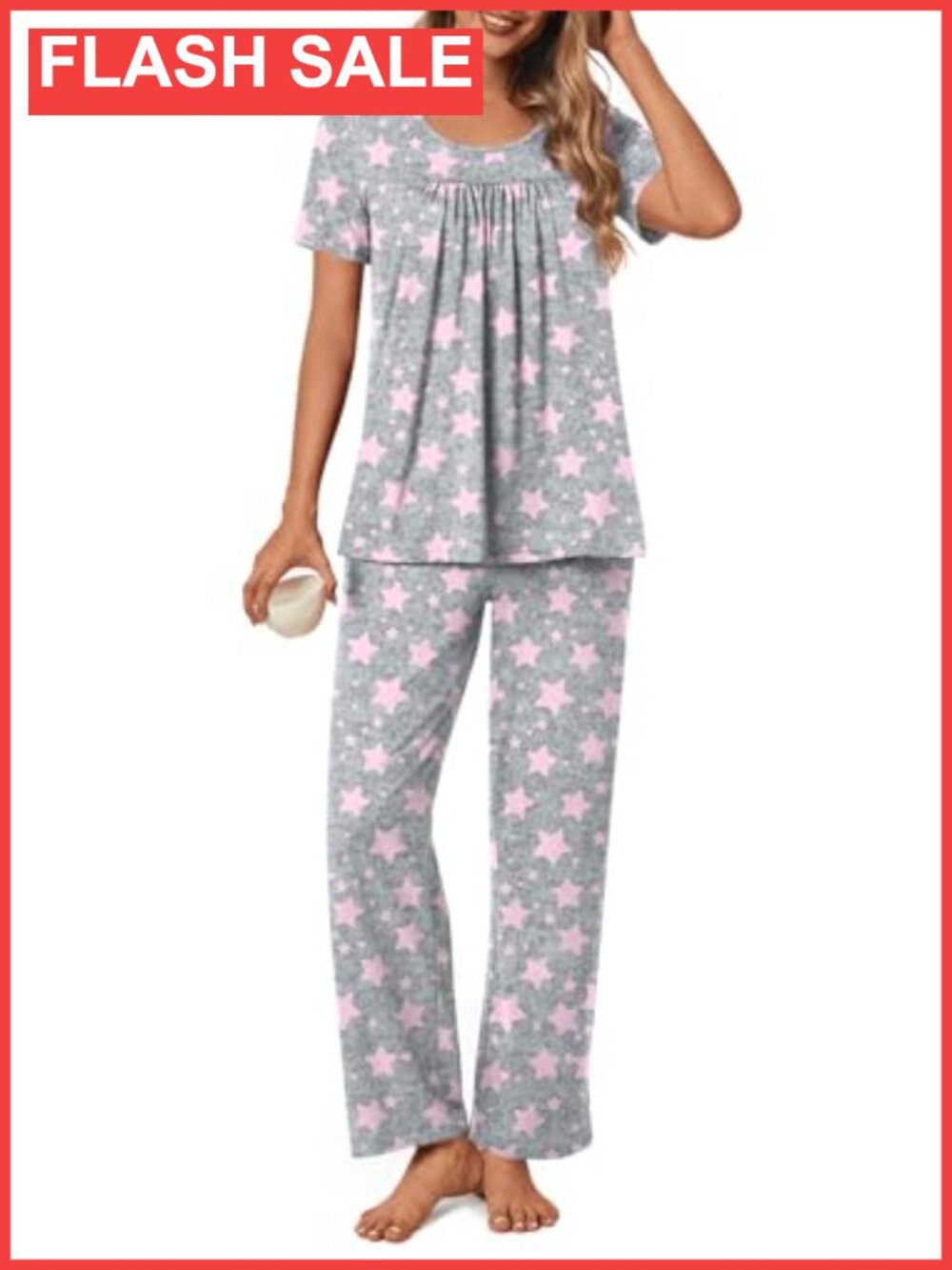 Women's 2 Piece Pajama Set Rayon Spandex Lounge Sleep Set with Pockets